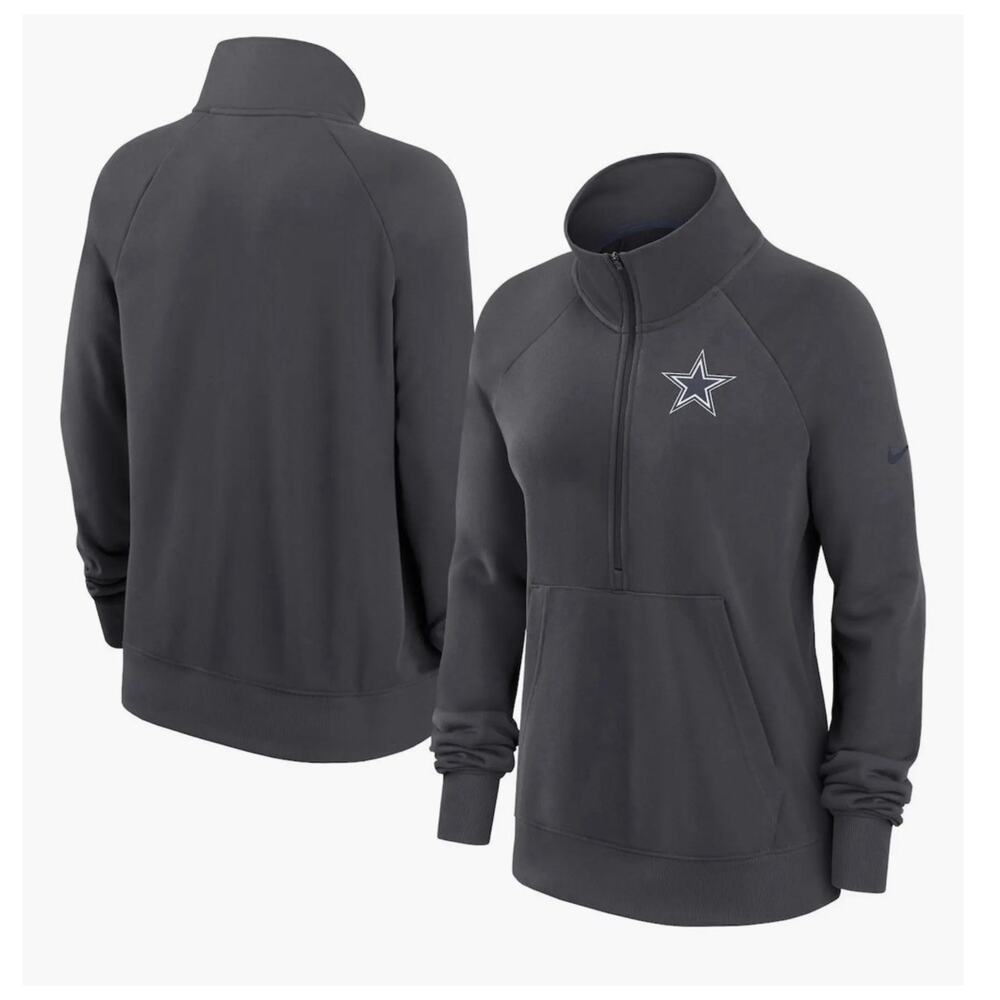 NWT Women’s Nike Dallas Cowboys 1/2 Zip Pullover Grey Medium Dri Fit